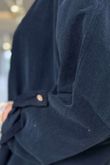 Made in Italy Cooper Needlecord Scoop Dip Back Top Black